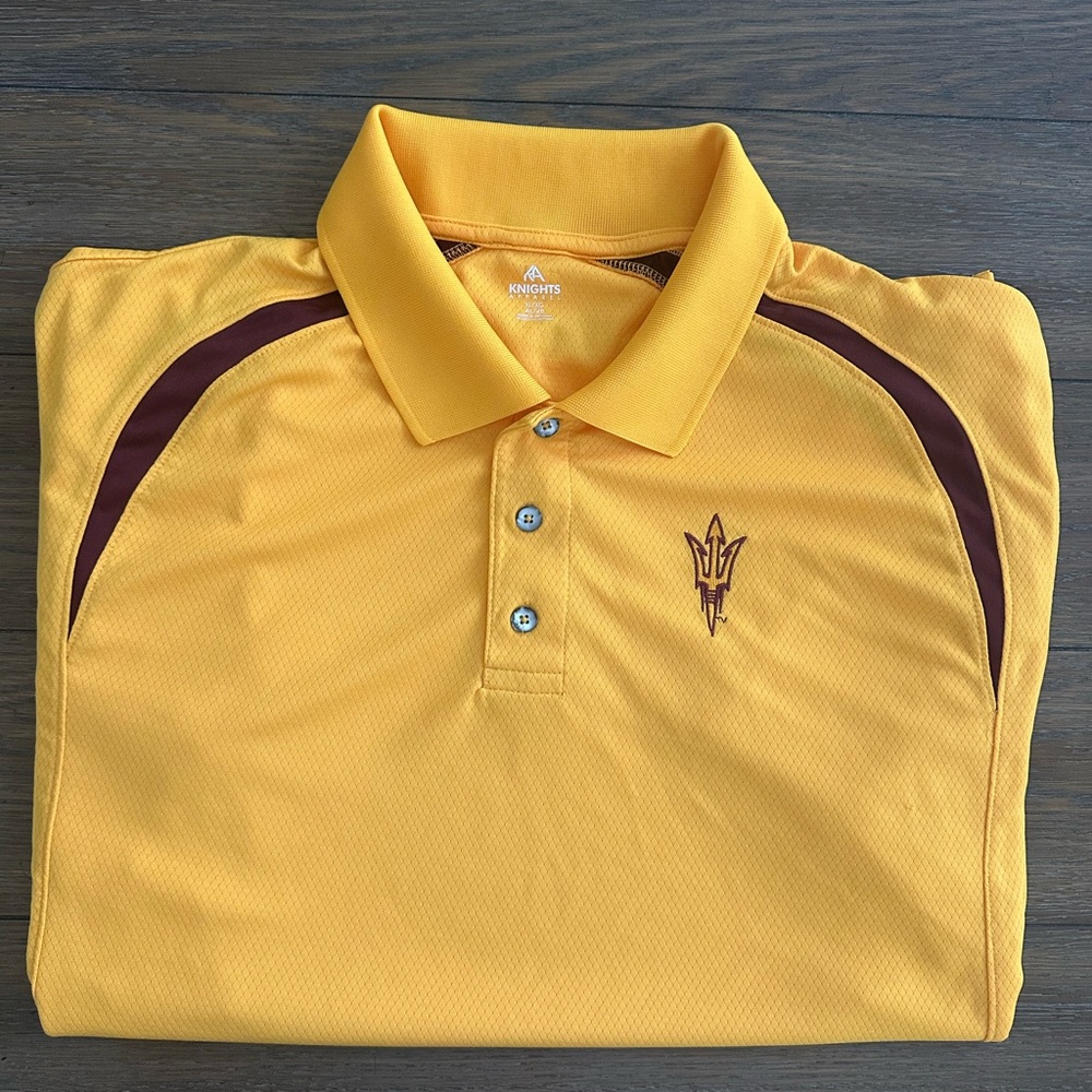 Knights Apparel Arizona State Embroidered Yellow and Maroon‎ Polo Shirt Size XL